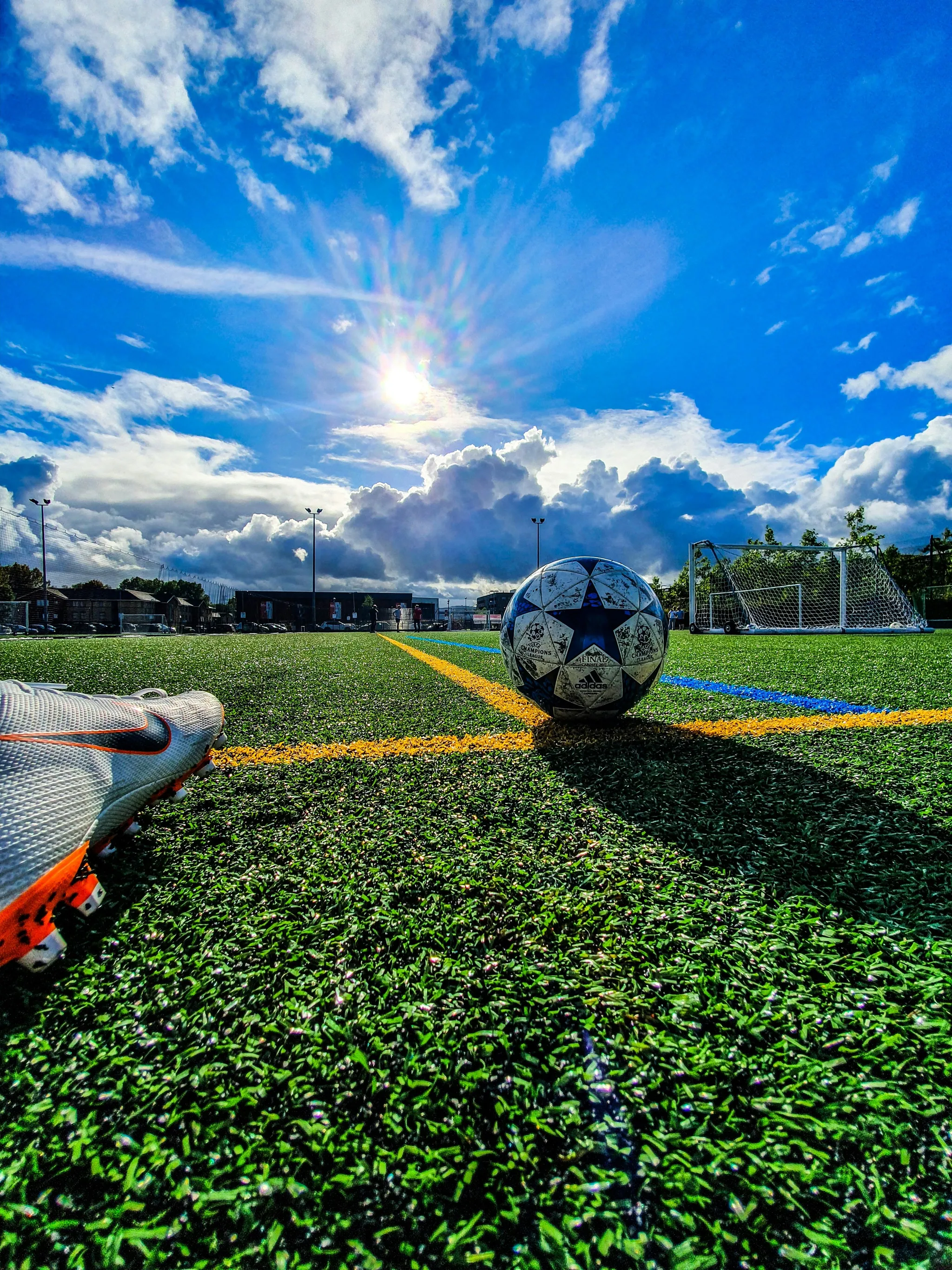Football on a pitch